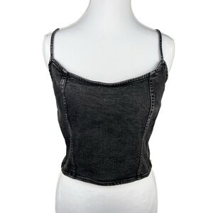 American Eagle Outfitters Size XL Black Denim Corset Crop Top